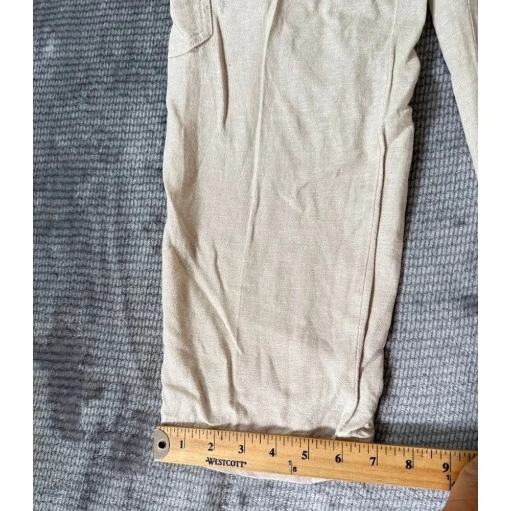 Gap Easy Pant Mens M Beige Linen Blend Cargo Drawstring Elastic Waistband 30X24